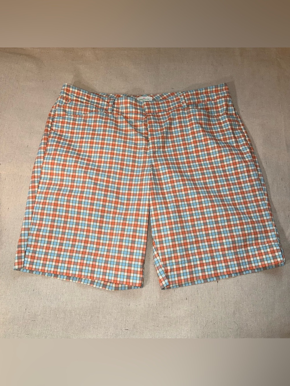 Dockers Golf Women 14 Bermuda Shorts Plaid Aqua NWOT